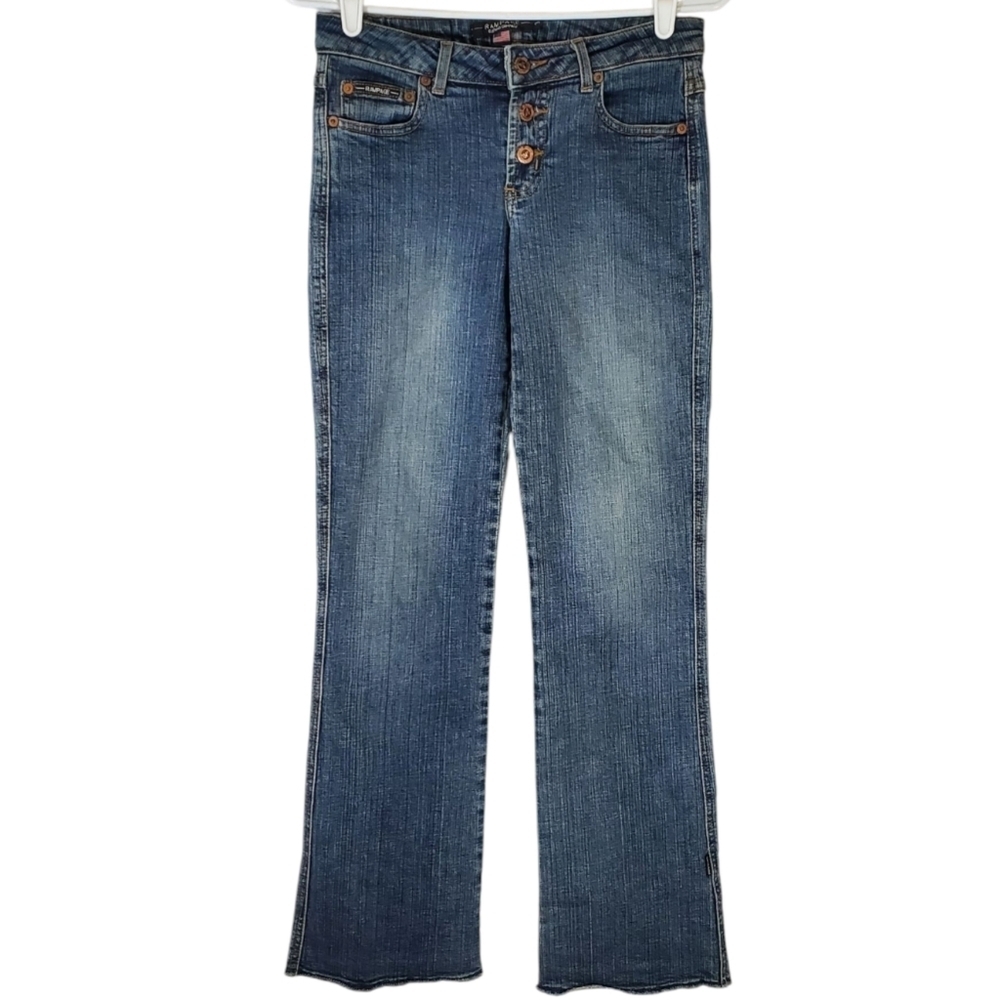 7395 * Rampage Vintage Low Rise Flare Leg Jeans Medium Wash Denim Size 3